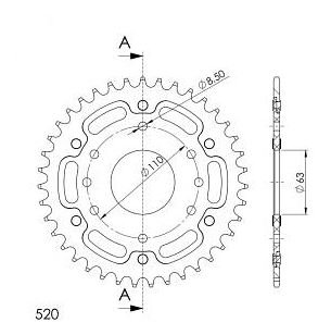 Supersprox Stealth rueda de cadena 520 - 39Z (oro)