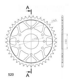 Supersprox acciaio rocchetto per catena 520 - 41Z (nero)