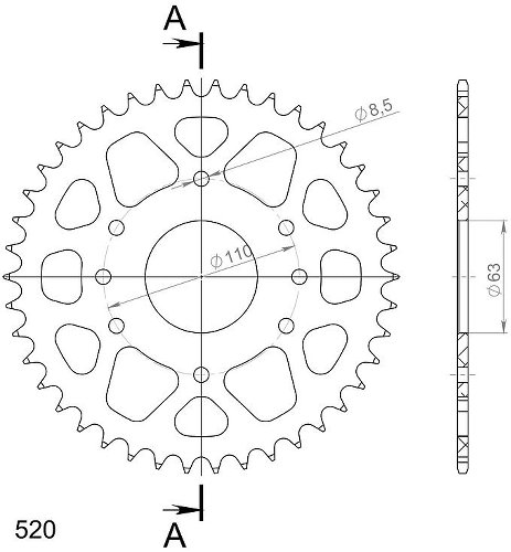 Supersprox alluminio rocchetto per catena 520 - 42Z