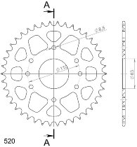 Supersprox aluminio rueda de cadena 520 - 42Z (anaranjado)