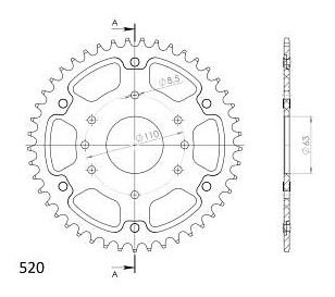 Supersprox Stealth rocchetto per catena 520 - 44Z (nero)