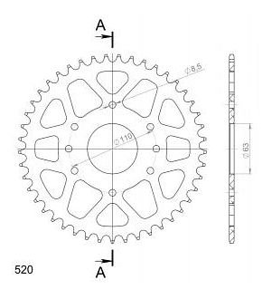 Supersprox aluminio rueda de cadena 520 - 45Z (negro)