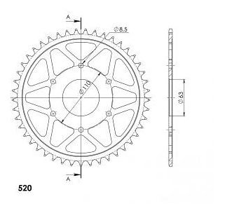 Supersprox Steel Edge rocchetto per catena 520 - 45Z (nero)