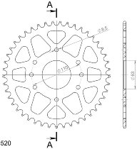 Supersprox aluminio rueda de cadena 520 - 45Z (anaranjado)