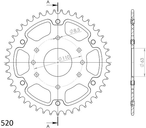 Supersprox Stealth rueda de cadena 520 - 45Z (anaranjado)