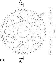 Supersprox aluminio rueda de cadena 520 - 46Z (anaranjado)