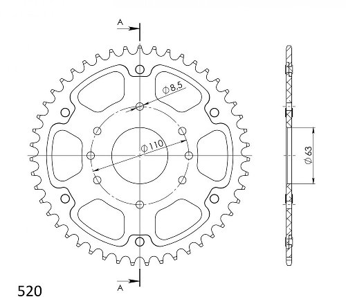 Supersprox Stealth rocchetto per catena 520 - 48Z (oro)