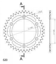 Supersprox alluminio rocchetto per catena 520 - 38Z (nero)