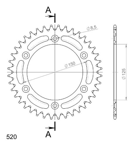 Supersprox aluminium roue d`entrainement 520 - 40Z (noir)