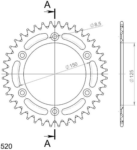 Supersprox aluminio rueda de cadena 520 - 40Z (oro)