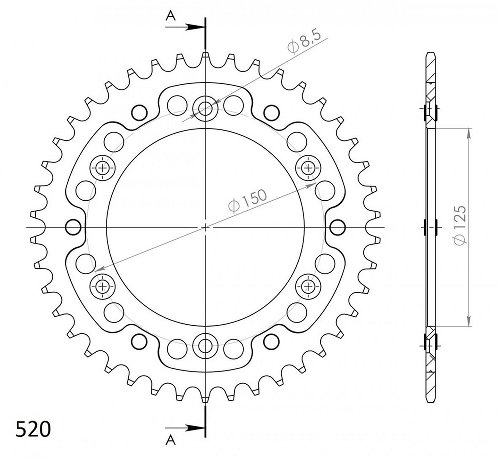 Supersprox Stealth rocchetto per catena 520 - 41Z (nero)