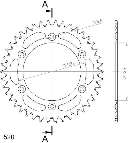 Supersprox aluminio rueda de cadena 520 - 42Z (azul)