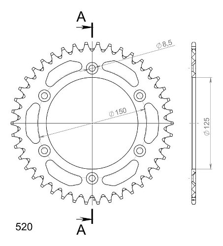 Supersprox Aluminium Chain wheel 520 - 42Z (gold)