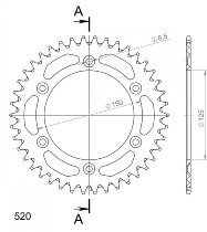 Supersprox aluminium roue d`entrainement 520 - 43Z (noir)