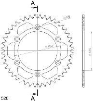 Supersprox alluminio rocchetto per catena 520 - 44Z (nero)