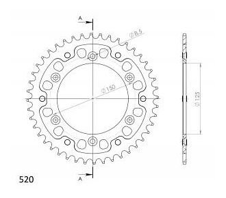 Supersprox Stealth Chain wheel 520 - 44Z (orange)