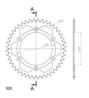 Supersprox aluminium roue d`entrainement 520 - 44Z (argent)