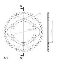 Supersprox Aluminium Chain wheel 520 - 44Z (silver)