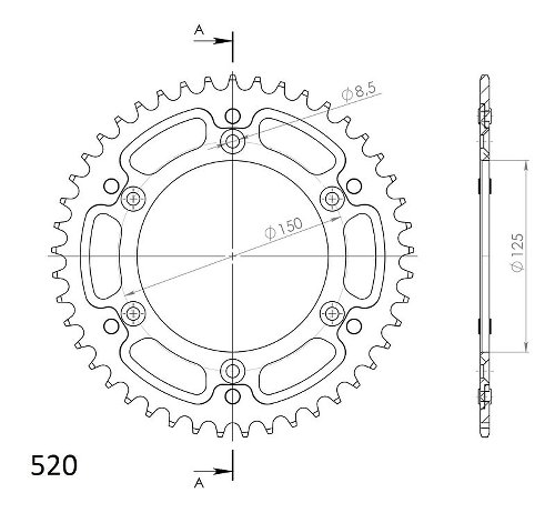 Supersprox Stealth Chain wheel 520 - 45Z (black)