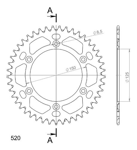 Supersprox alluminio rocchetto per catena 520 - 45Z (oro)