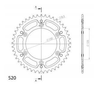 Supersprox Stealth rueda de cadena 520 - 45Z (argénteo)