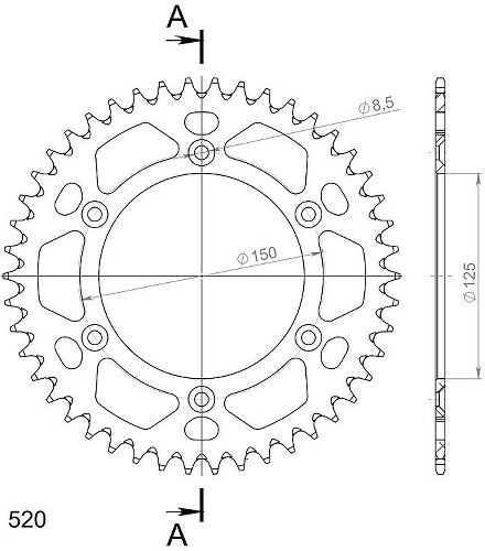 Supersprox Aluminium Chain wheel 520 - 46Z (black)