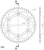 Supersprox alluminio rocchetto per catena 520 - 46Z (nero)