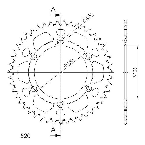 Supersprox aluminio rueda de cadena 520 - 47Z (negro)