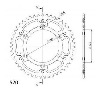 Supersprox Stealth rueda de cadena 520 - 47Z (negro)