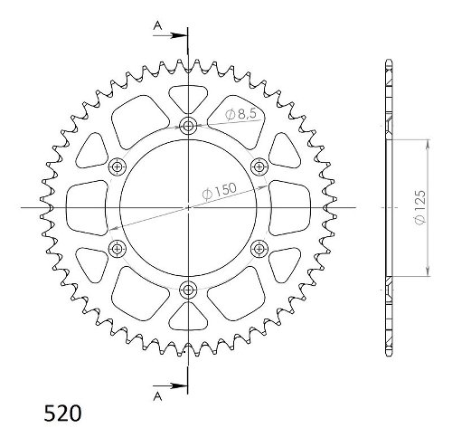 Supersprox aluminium roue d`entrainement 520 - 48Z (noir)