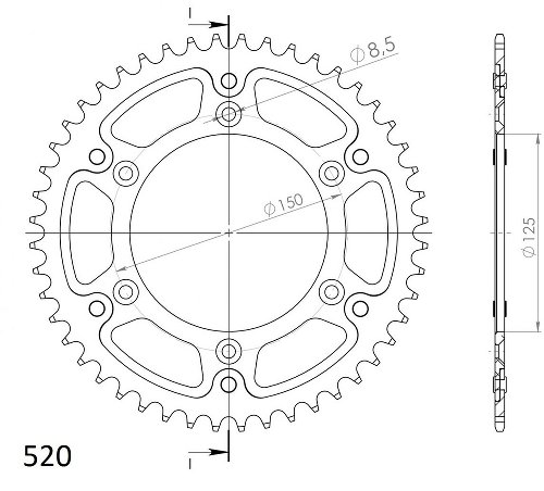 Supersprox Stealth Chain wheel 520 - 48Z (black)