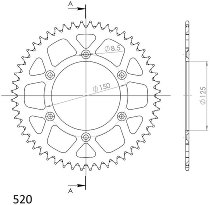 Supersprox alluminio rocchetto per catena 520 - 49Z (nero)