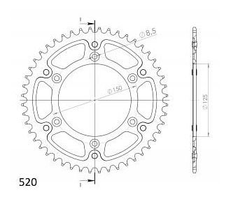 Supersprox Stealth rueda de cadena 520 - 49Z (argénteo)