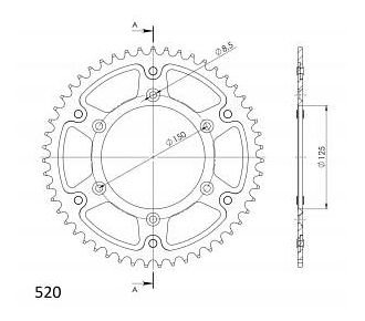 Supersprox Stealth rocchetto per catena 520 - 50Z (argento)