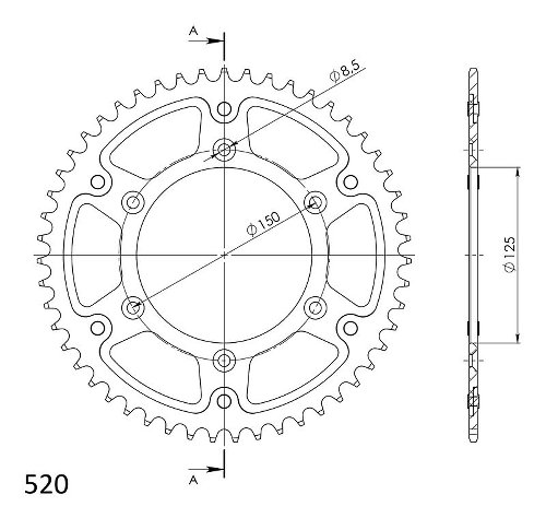 Supersprox Stealth Chain wheel 520 - 51Z (black)