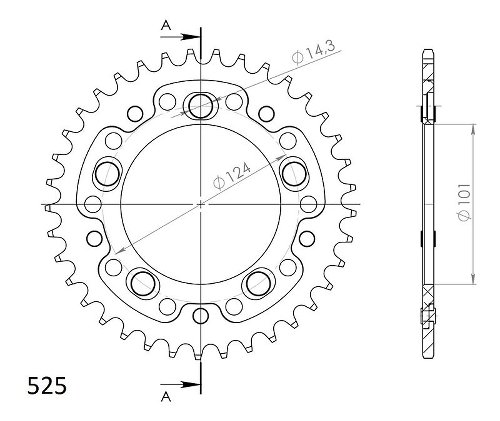 Supersprox Stealth-Kettenrad 525 - 37Z (gold)