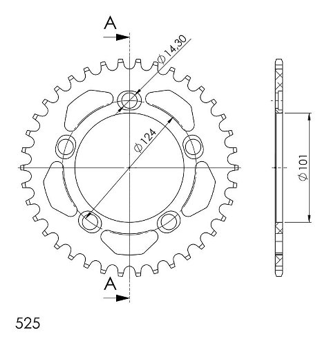 Supersprox alluminio rocchetto per catena 525 - 37Z