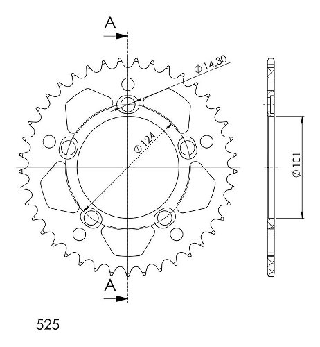 Supersprox Aluminium Chain wheel 525 - 39Z (black)