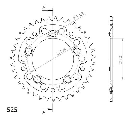 Supersprox Stealth rueda de cadena 525 - 39Z (oro)