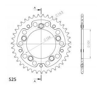 Supersprox Stealth rueda de cadena 525 - 39Z (rojo)