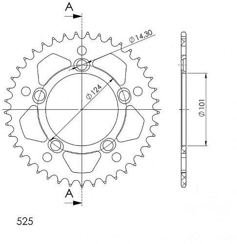 Supersprox aluminio rueda de cadena 525 - 41Z (negro)