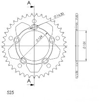 Supersprox aluminio rueda de cadena 525 - 41Z (negro)