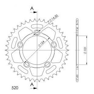 Supersprox alluminio rocchetto per catena 525 - 42Z (nero)