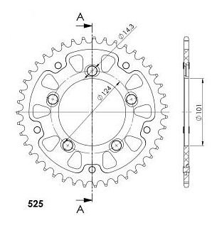 Supersprox Stealth Chain wheel 525 - 43Z (black)