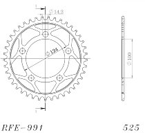 Supersprox acciaio rocchetto per catena 525 - 44Z (nero)