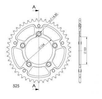 Supersprox Stealth rocchetto per catena 525 - 45Z (nero)