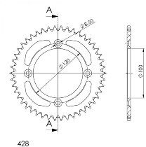 Supersprox aluminium roue d`entrainement 428 - 45Z (noir)