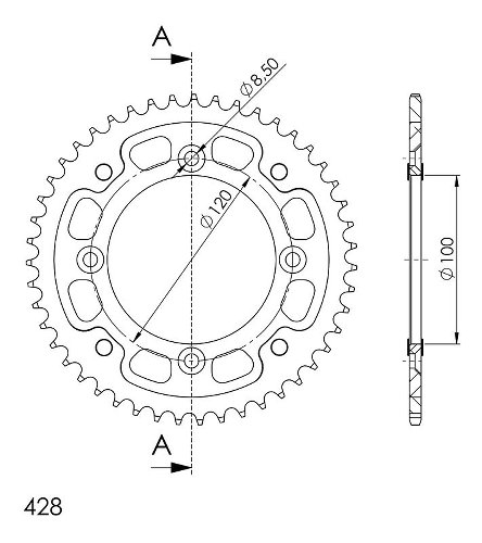 Supersprox Stealth rocchetto per catena 428 - 47Z (nero)