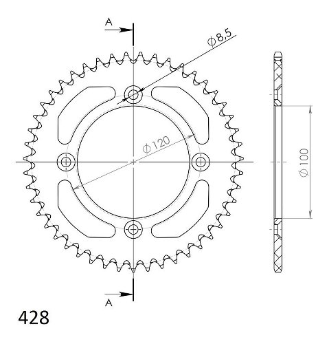 Supersprox Alu-Kettenrad 428 - 47Z (gold)