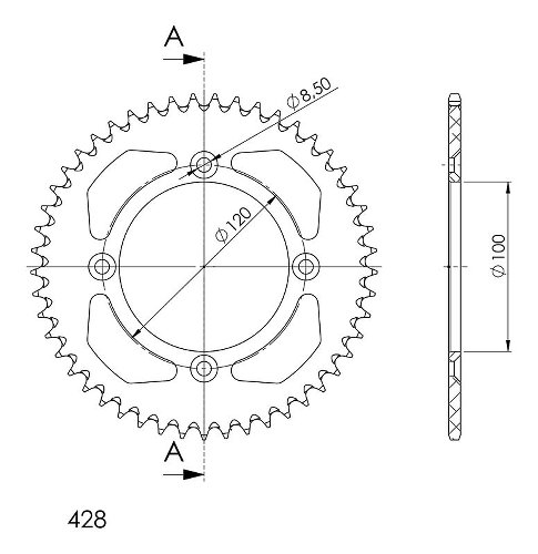 Supersprox Aluminium Chain wheel 428 - 48Z (black)